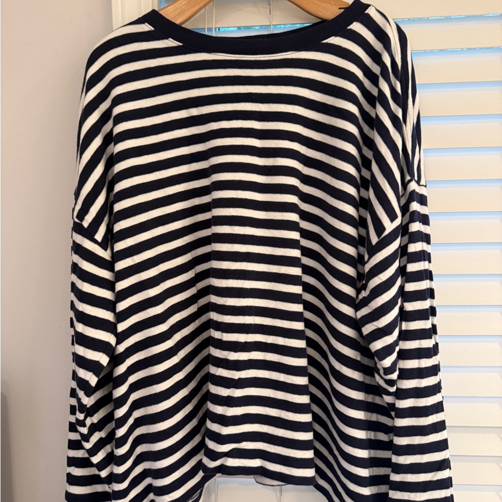 Madewell Navy and White Striped Top